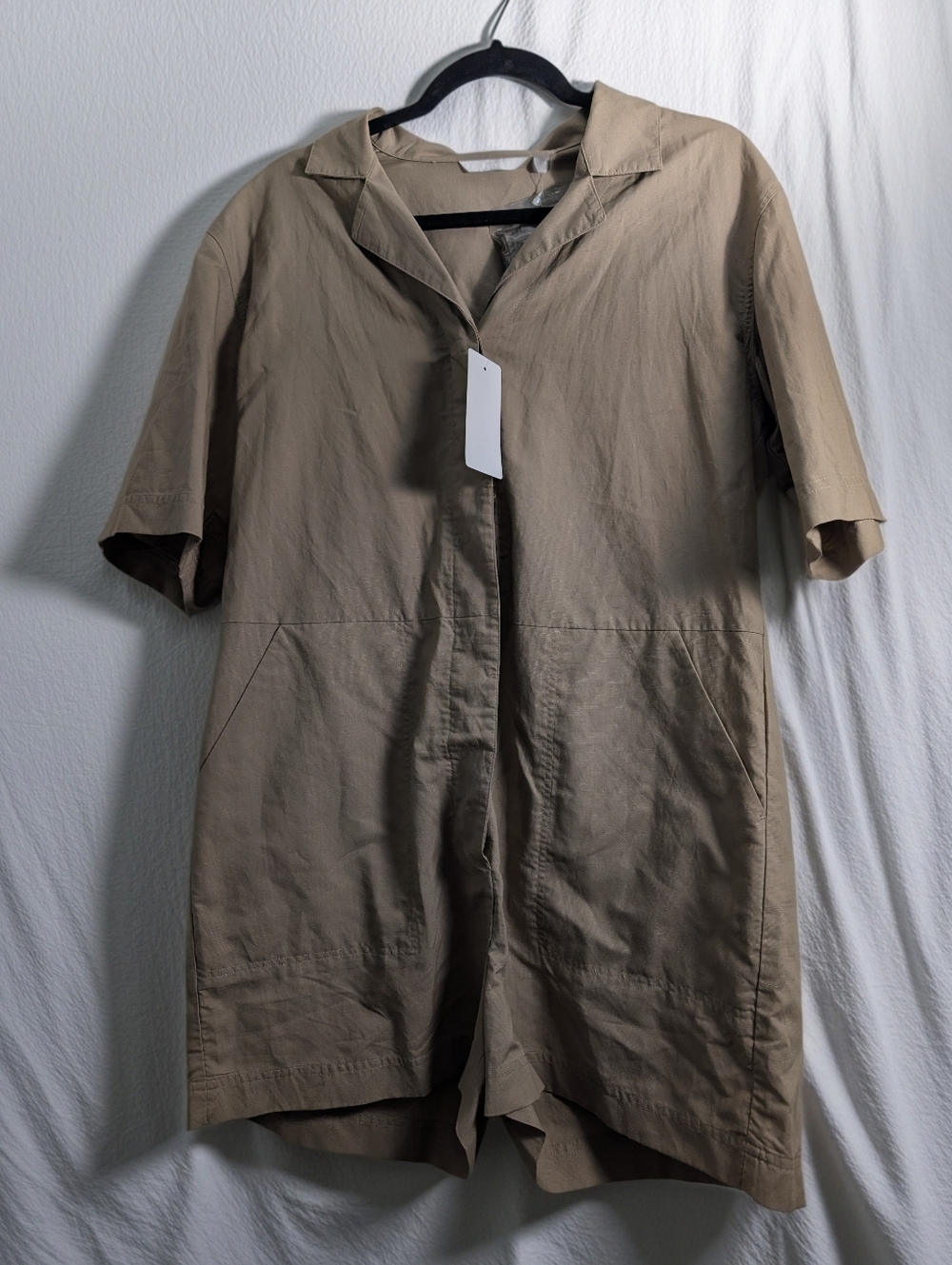 Uniqlo Beige Short-Sleeve Utility Romper